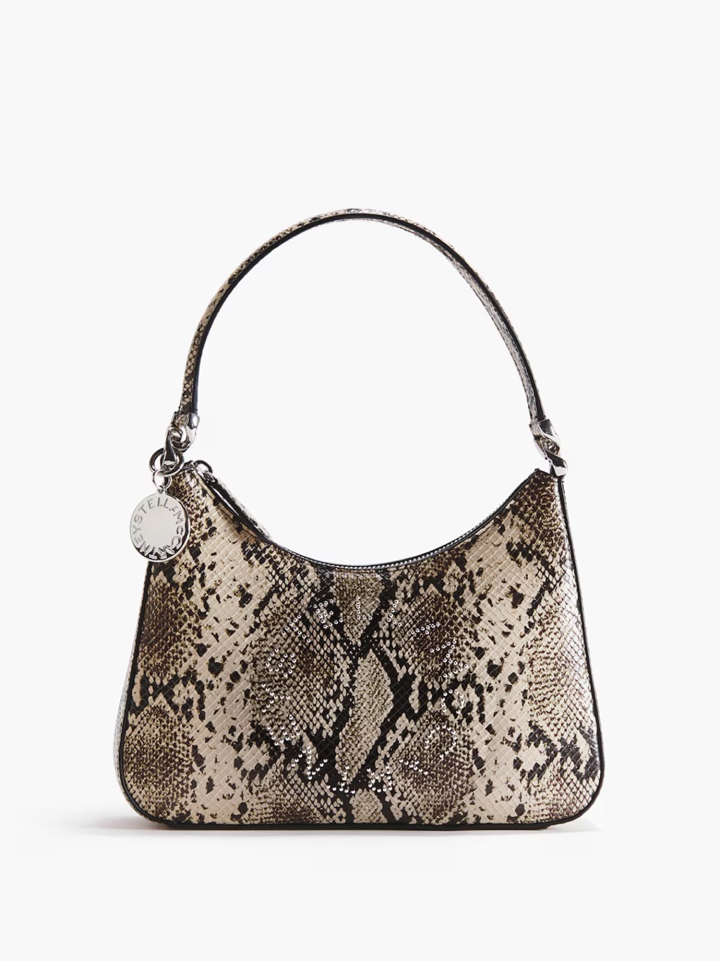 Stella Mccartney Beige And Black Faux Snakeskin Shoulder Bag